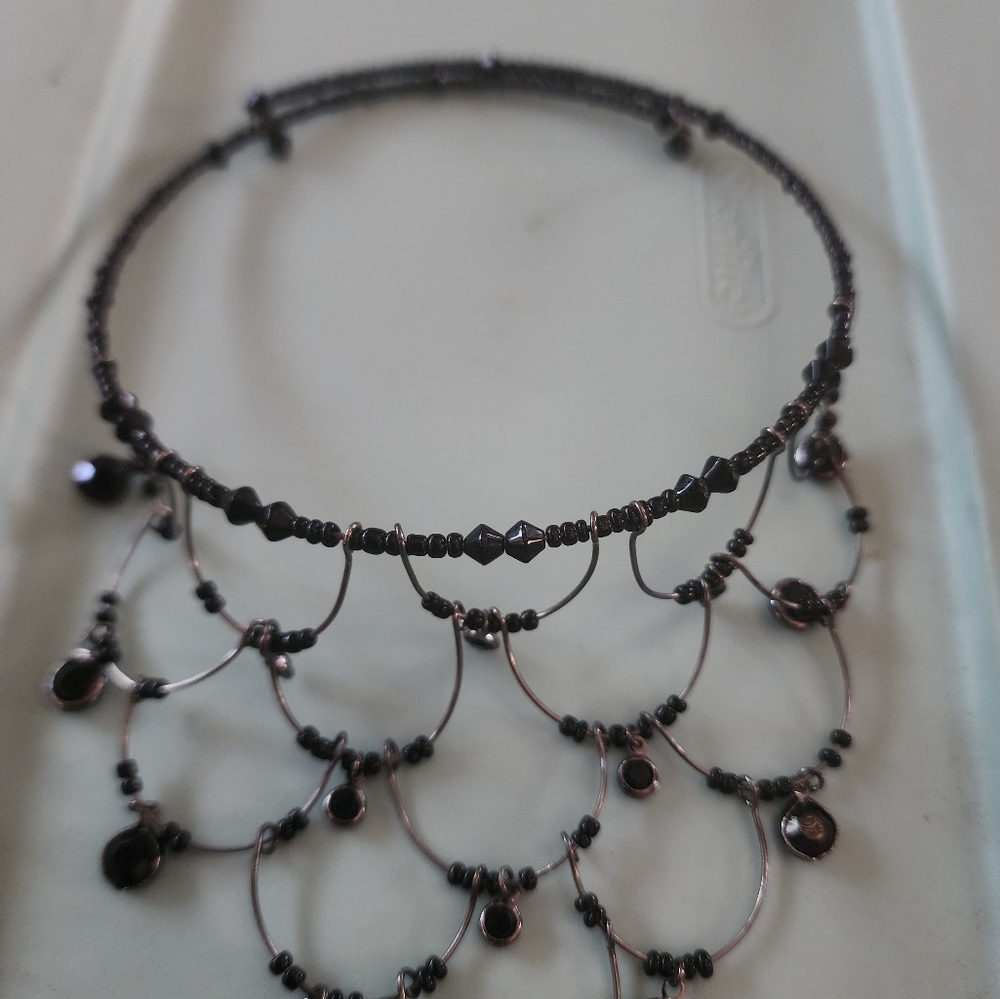 Elegant Black Beaded Chandelier Necklace
